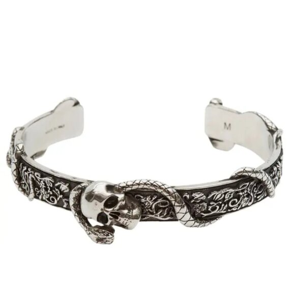 Alexander McQueen Skull and Snake Bracelet 'Antique Silver' - Picture 2 of 12